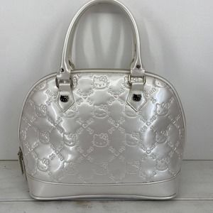 Loungefly Hello Kitty Bag Bowler Embossed Pearl White Large Logo Sanrio Purse